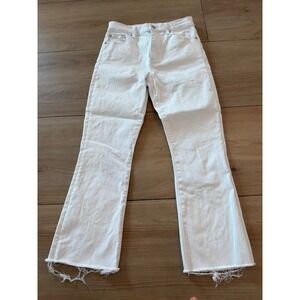 Pistola White High Rise Raw Hem Flare Jeans Size 27